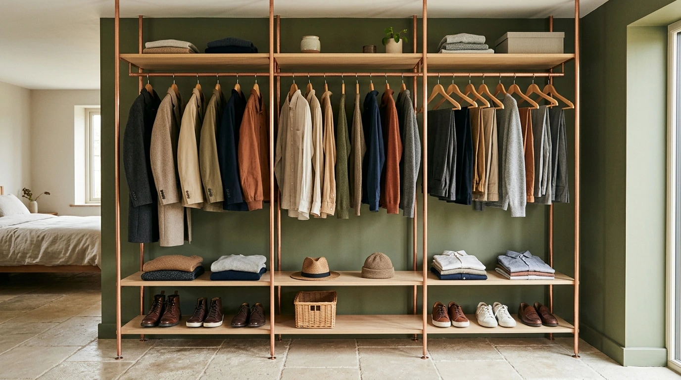 Dressing ouvert sans portes avec penderie apparente