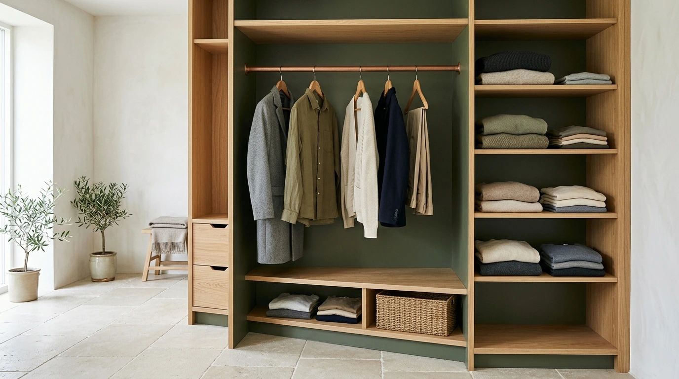 Dressing sur mesure avec penderie et rangements ouverts
