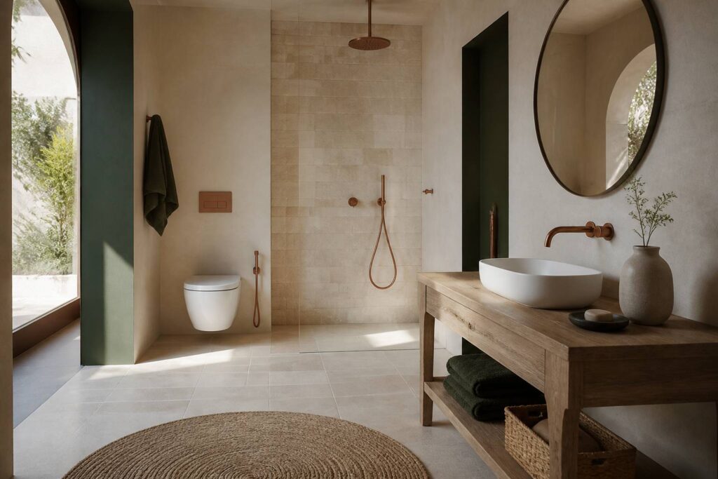 Salle de bain moderne avec toilettes suspendues