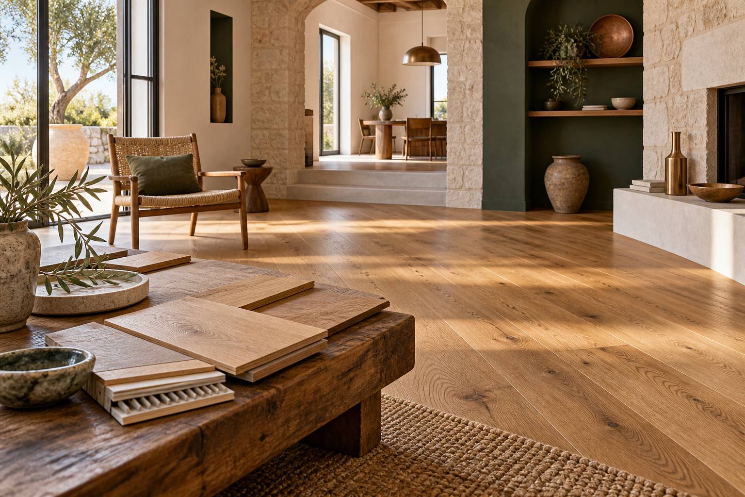 Illustration éditoriale du sujet : Parquet contrecollé : prix, pose et entretien
